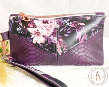 Load image into Gallery viewer, Pretty in Purple Floral Wristlet Pouch
