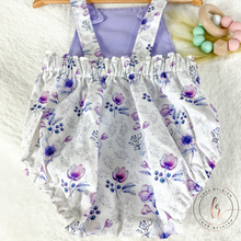 Load image into Gallery viewer, Purple Poppies Romper