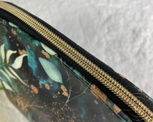 Load image into Gallery viewer, Green & Bronze Floral Cosmetic/Poppy Pouch LARGE SIZE