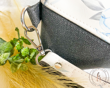 Load image into Gallery viewer, Blue & Grey Floral Wristlet Pouch