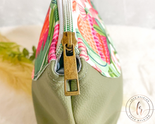 Load image into Gallery viewer, White Botanical Floral Cosmetic/Poppy Pouch LARGE SIZE