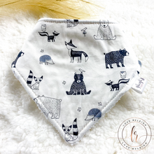 Load image into Gallery viewer, Animal Adventure Black/White Bandana Dribble Bib
