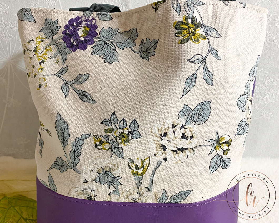 Purple Floral Canvas Tote