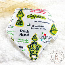 Load image into Gallery viewer, Resting Grinch Face Bandana Dribble Bib
