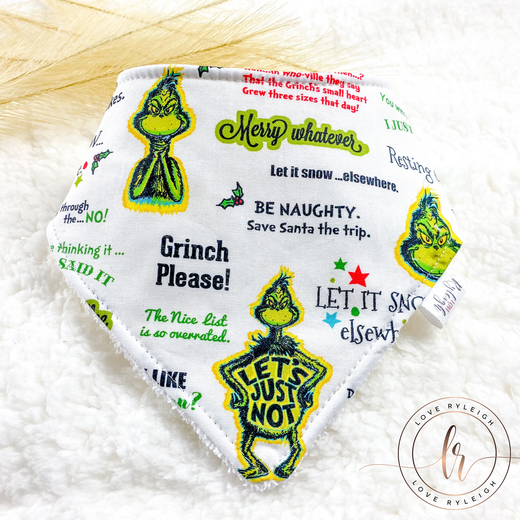 Resting Grinch Face Bandana Dribble Bib