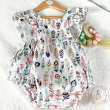 Load image into Gallery viewer, Ruffle Feathers Romper
