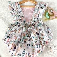 Load image into Gallery viewer, Ruffle Feathers Romper
